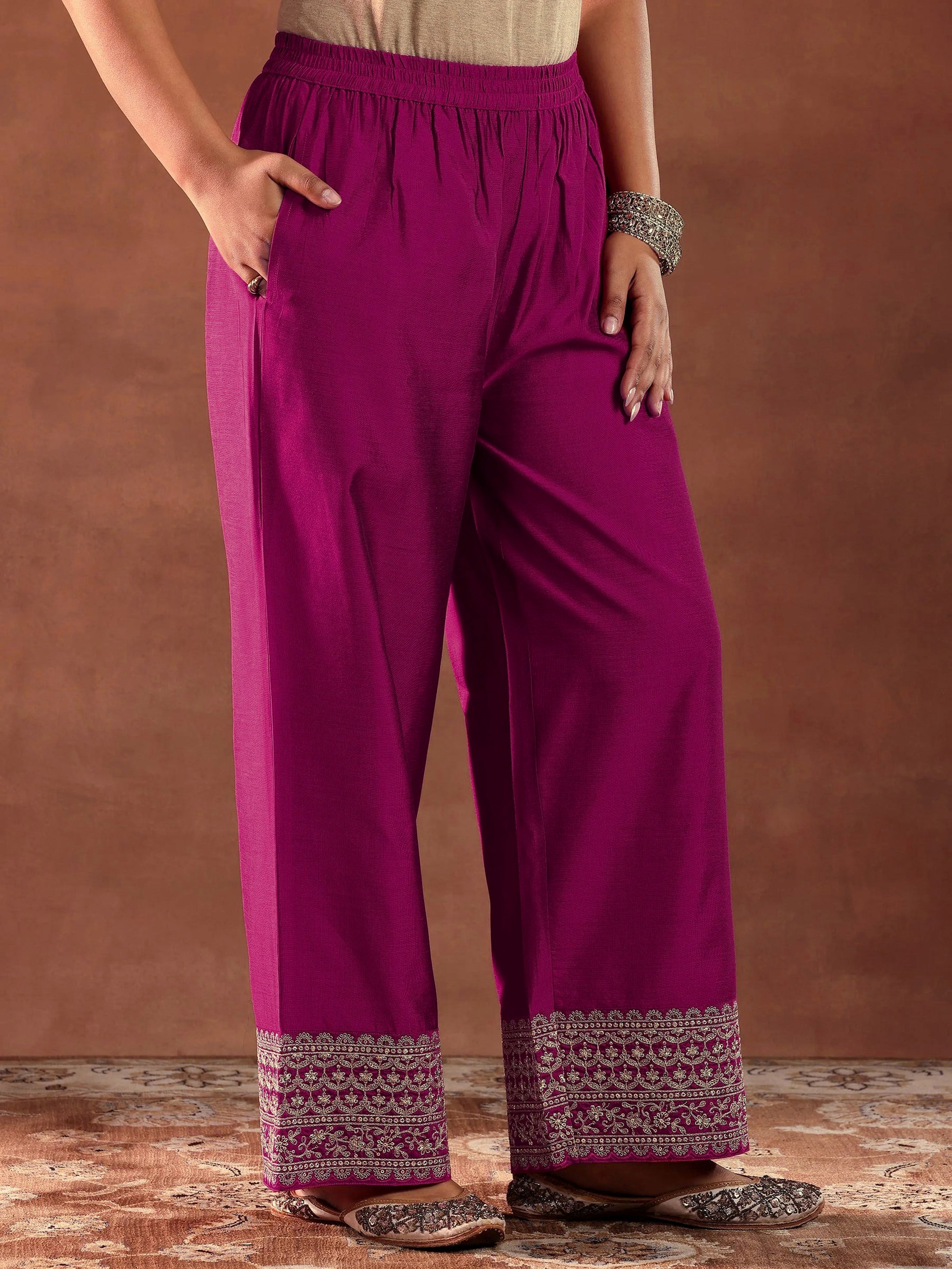 Pink Embroiderey Sequence Work Kurta Pant Dupatta Set For Women