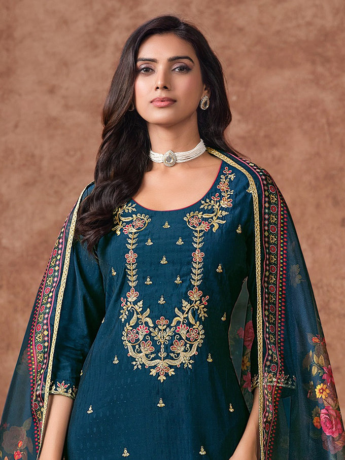 Morpeach Cotton Silk Embroidery Work Salwar Suit Dupatta