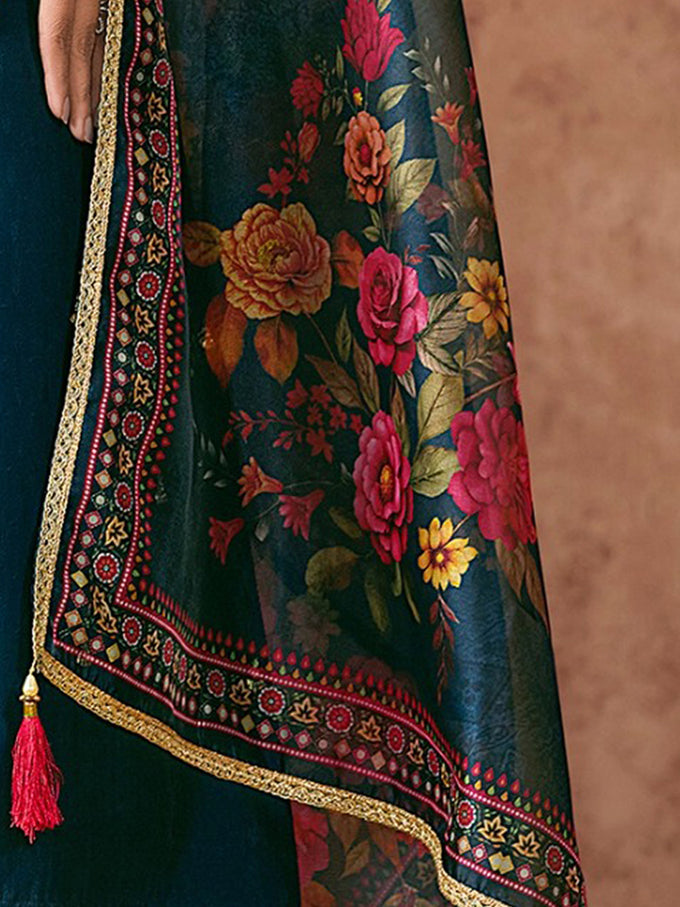 Morpeach Cotton Silk Embroidery Work Salwar Suit Dupatta