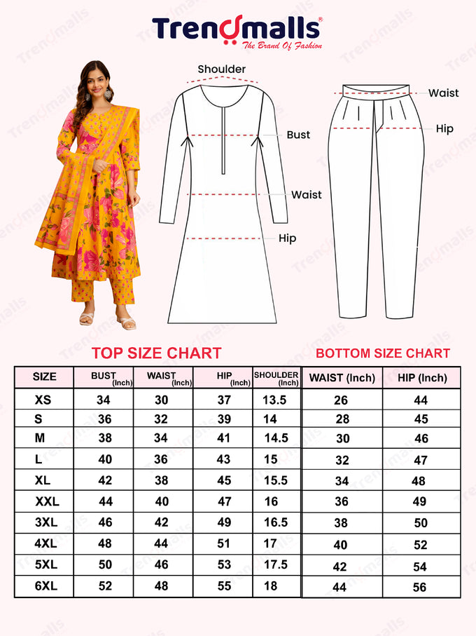 Orange Pure Cotton Floral Print Anarkali Kurta Pant with Dupatta Set | Beads Embroidery Neck Work Kurta Set Ethnic Wear