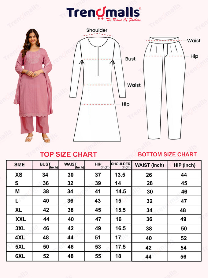 Lightpink Pure Cotton Embroidery Sequence Work Kurta Pant with Ethic Motifs Print Dupatta Set