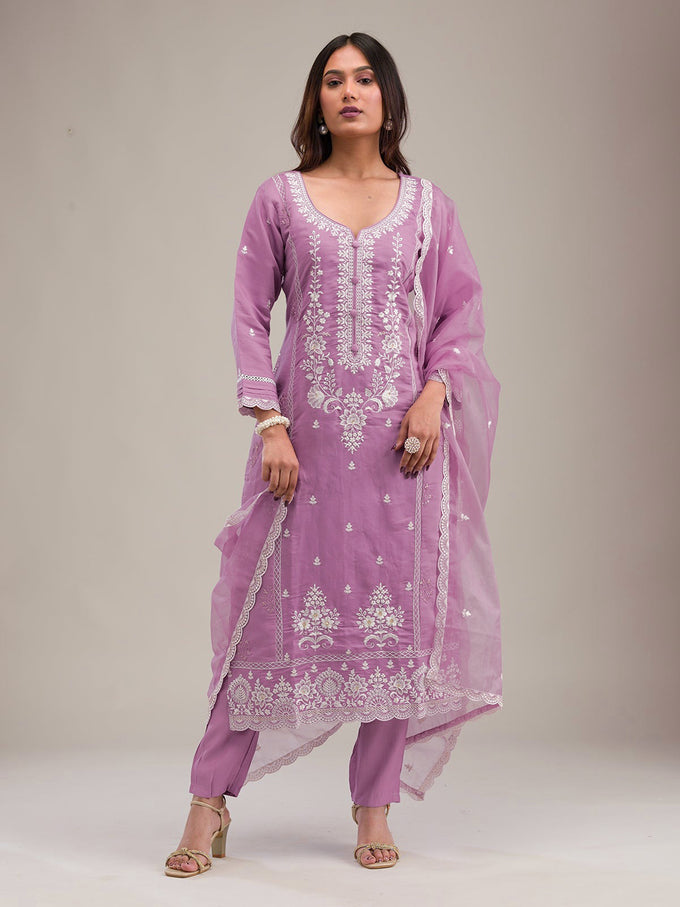 Lightpink Cotton Silk Embroidery Work Salwar Suit Dupatta