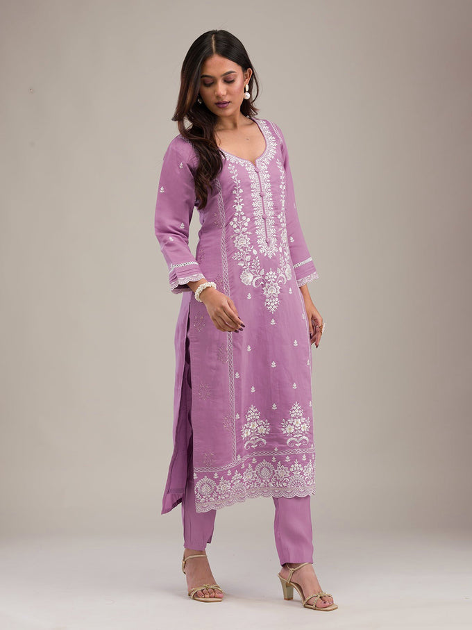 Lightpink Cotton Silk Embroidery Work Salwar Suit Dupatta