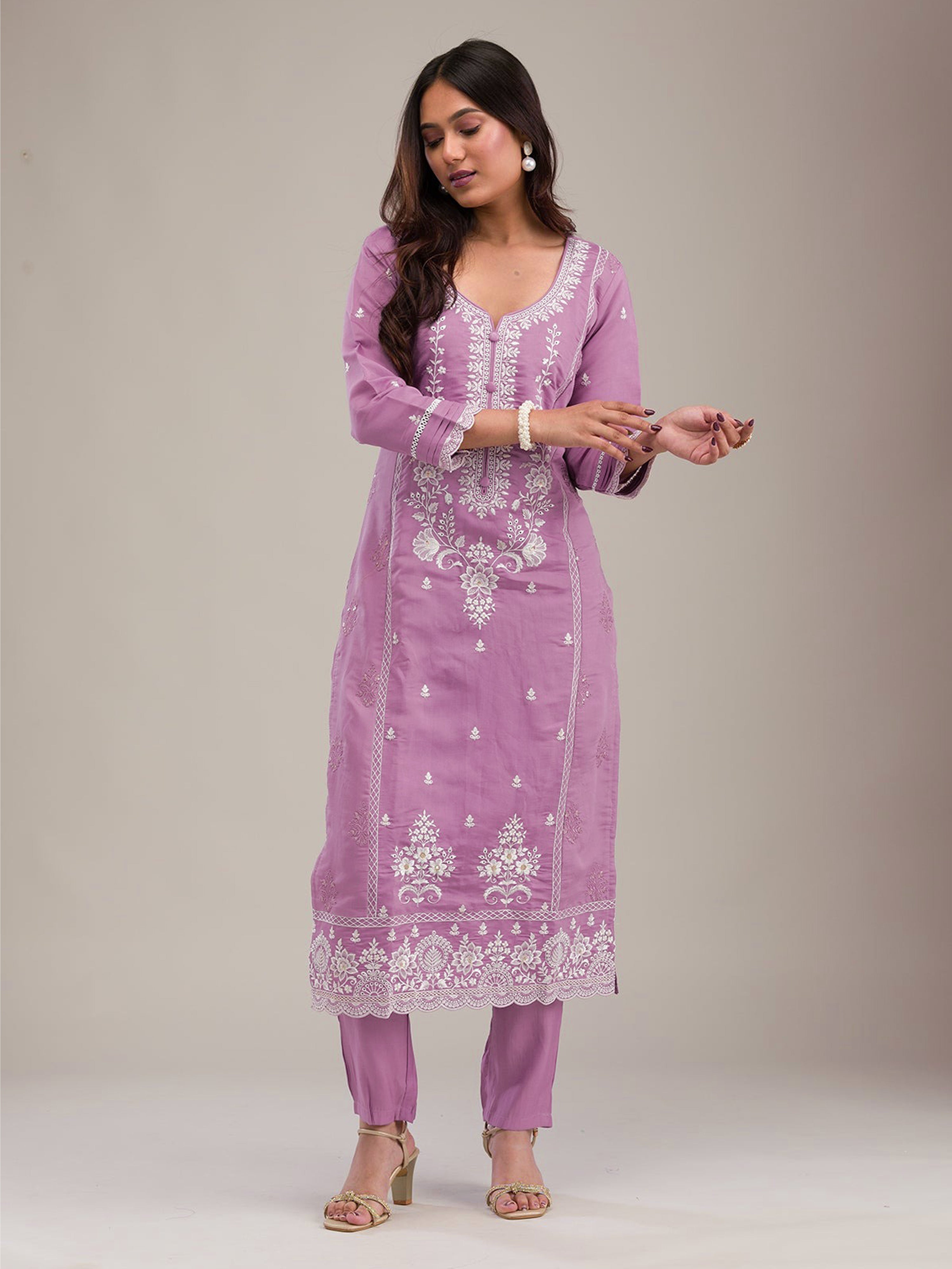 Lightpink Cotton Silk Embroidery Work Salwar Suit Dupatta