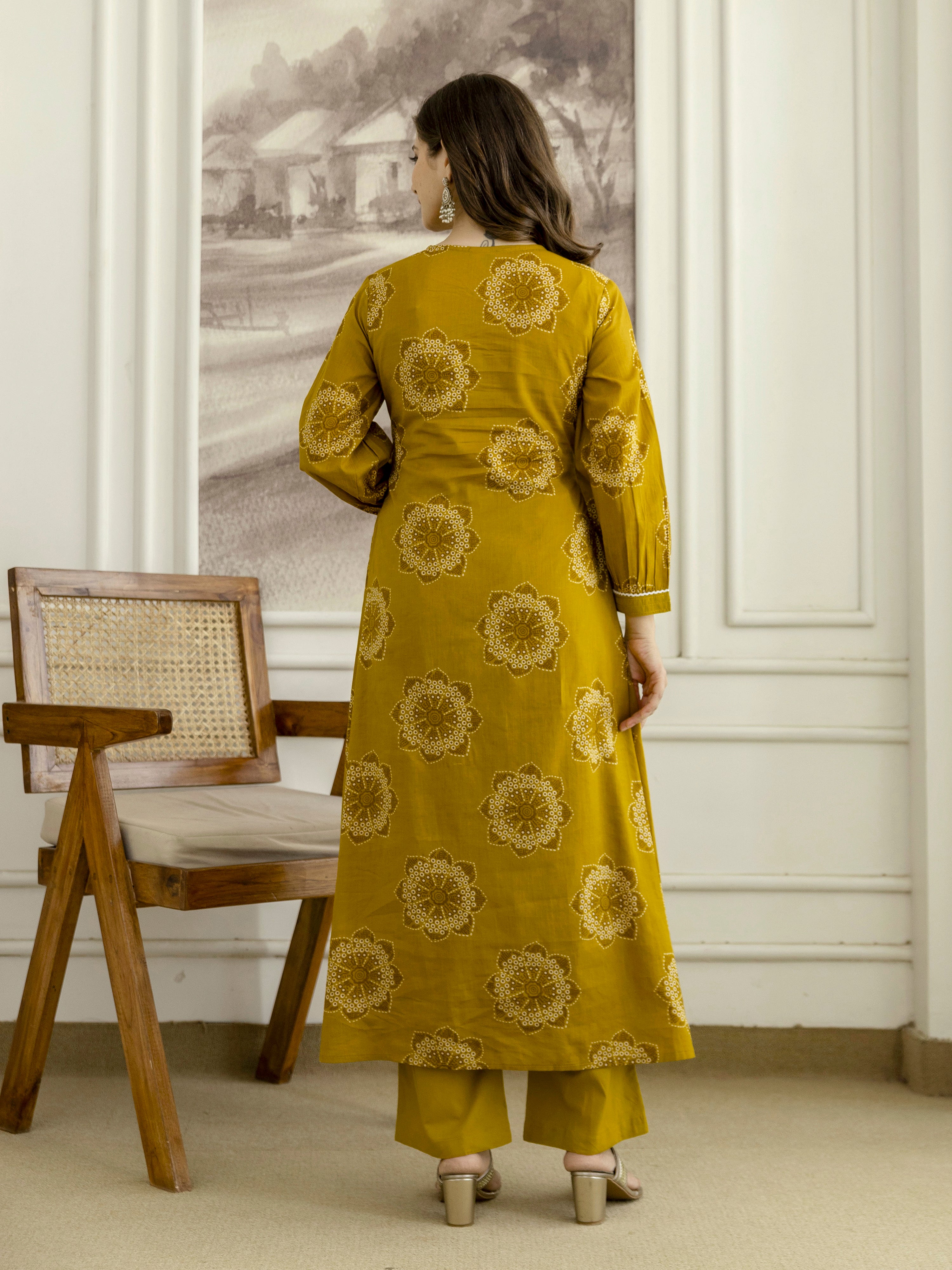 Mustard Cotton Embroidery Salwar Suit With Dupatta