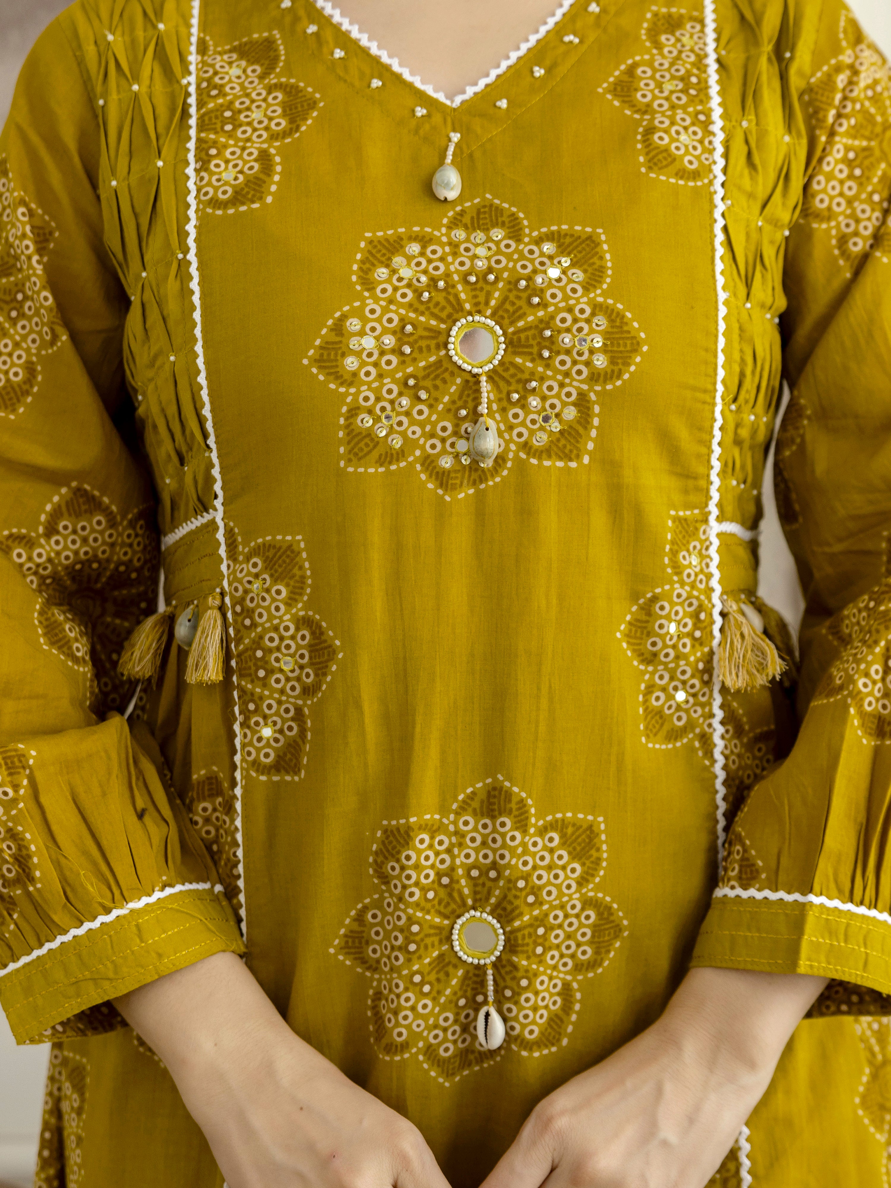 Mustard Cotton Embroidery Salwar Suit With Dupatta