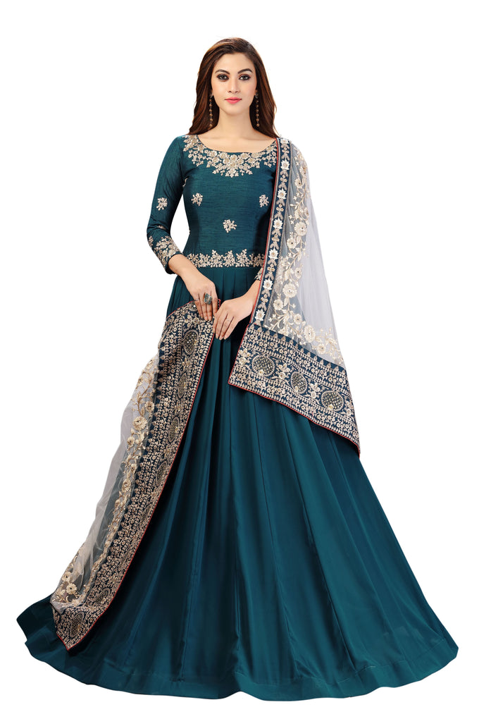 Morpeach Georgette Embroidery Anarkali Salwar Suit Set with Dupatta For Women's Trendmallsin