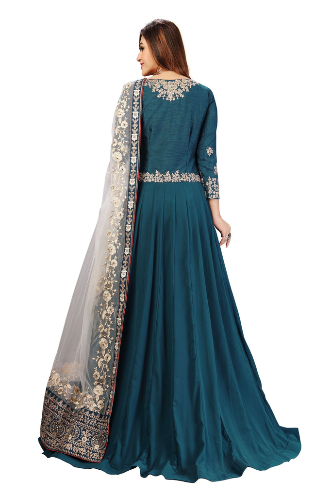 Morpeach Georgette Embroidery Anarkali Salwar Suit Set with Dupatta For Women's Trendmallsin