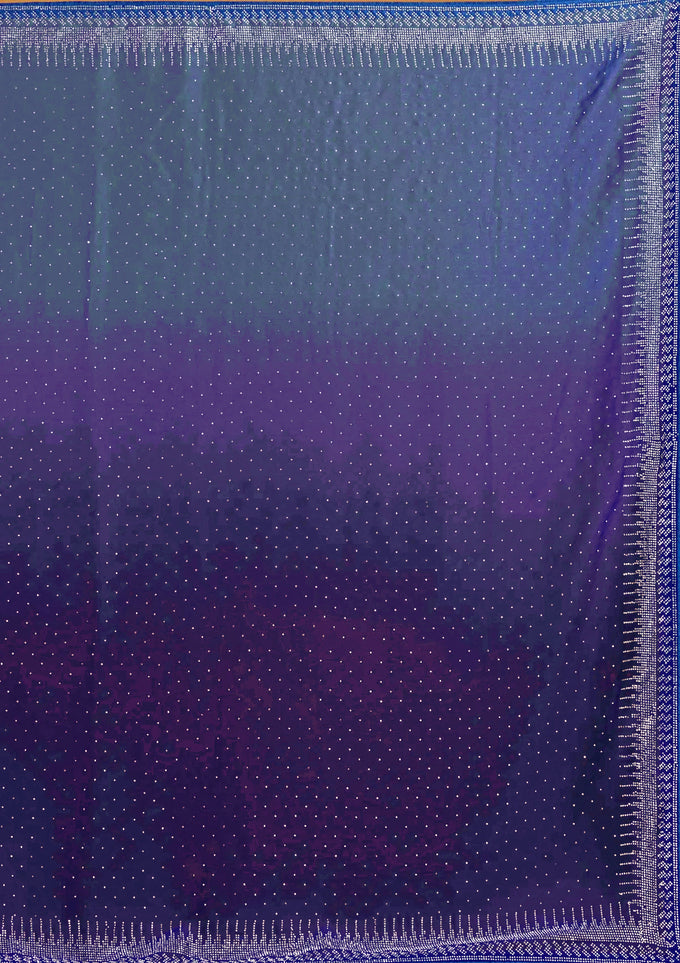 Blue Rangoli Silk Siroski Dual Shade Saree with Unstitch Blouse Piece Trendmalls