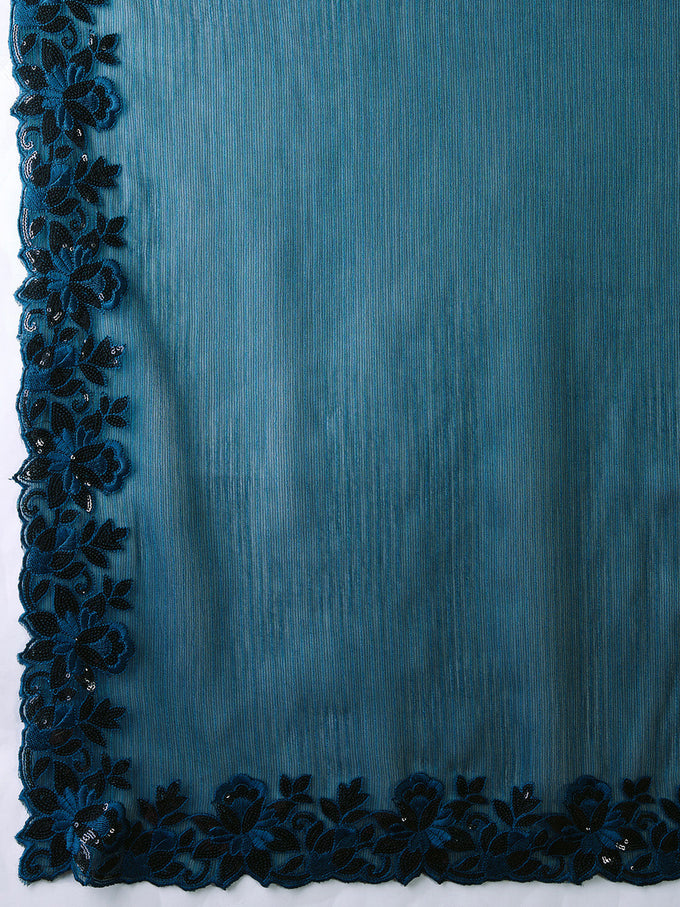 Women's Chiffon Embroidered Border Saree with Blouse Piece Trendmalls