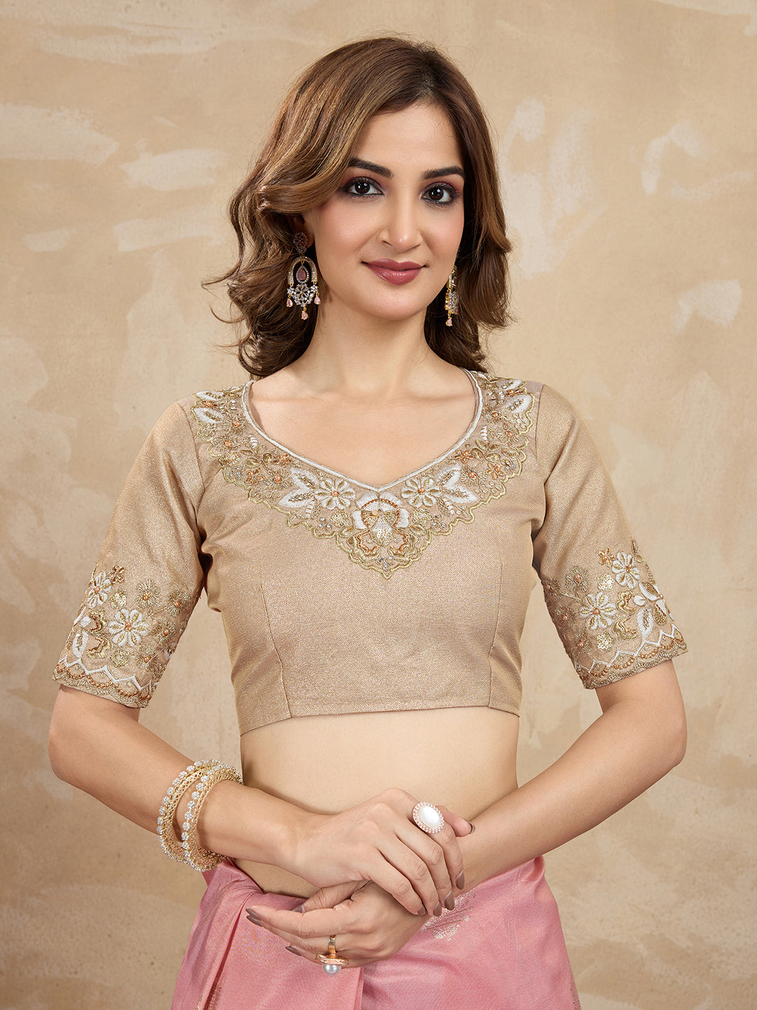 Women's Jacquard Silk Embroidery Sequin Work Saree with Unstitch Blouse Piece Trendmalls