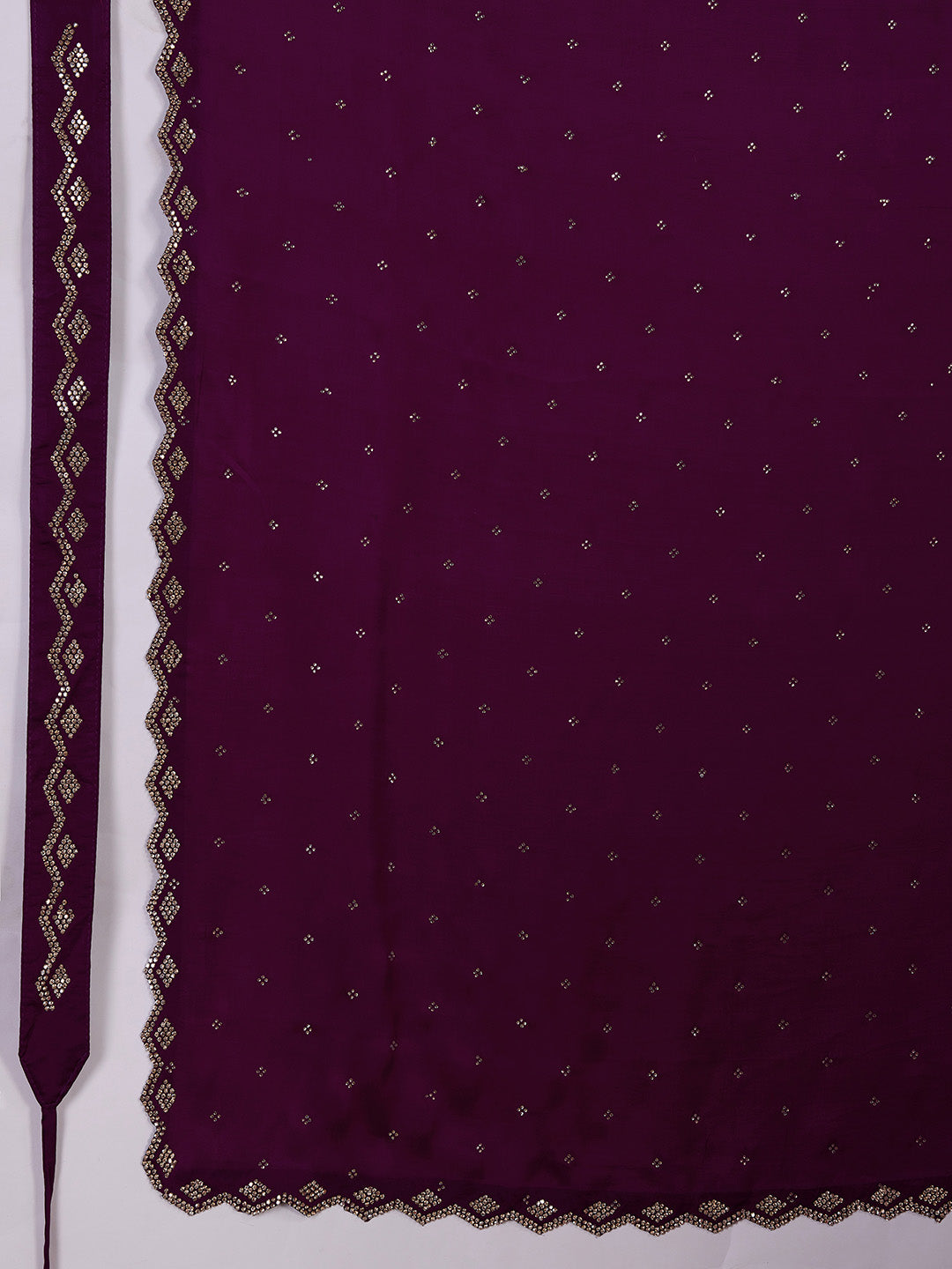 Women's Purple Satin Silk Siroski Zarkan Work Saree with Unstitch Blouse Piece Trendmalls
