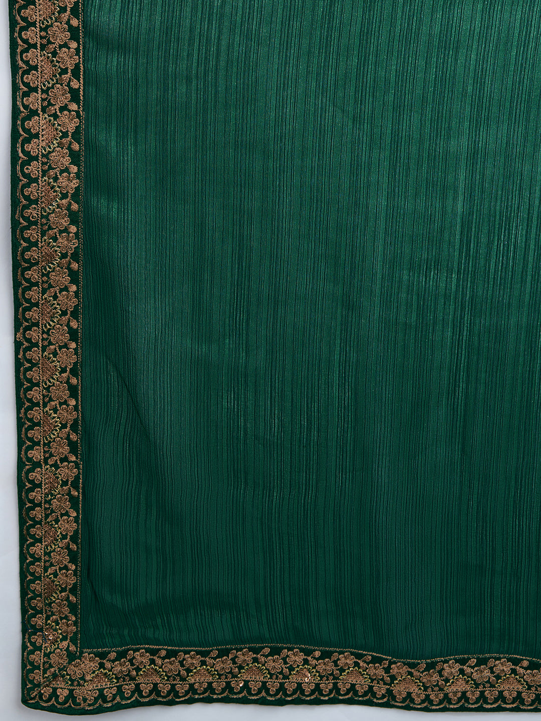Women's Green Chiffon Embroidered Border Saree with Blouse Piece Trendmalls