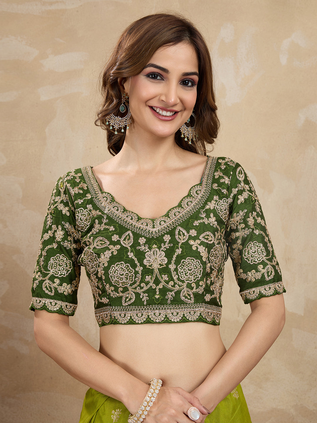Women's Jacquard Silk Embroidery Zarkan Work Saree with Unstitch Embroidered Blouse Piece Trendmalls