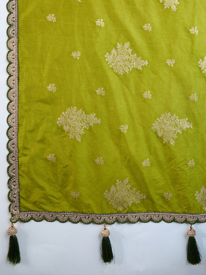 Women's Jacquard Silk Embroidery Zarkan Work Saree with Unstitch Embroidered Blouse Piece Trendmalls