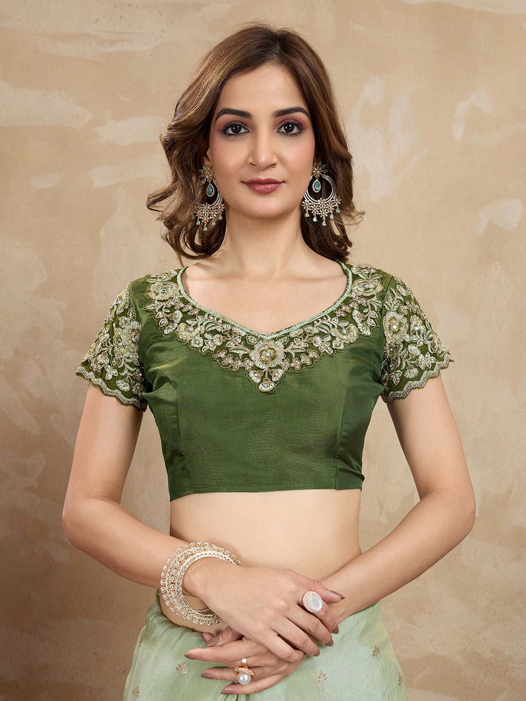 Women's Jacquard Silk Embroidery Zarkan Work Saree with Unstitch Embroidered Blouse Piece Trendmalls