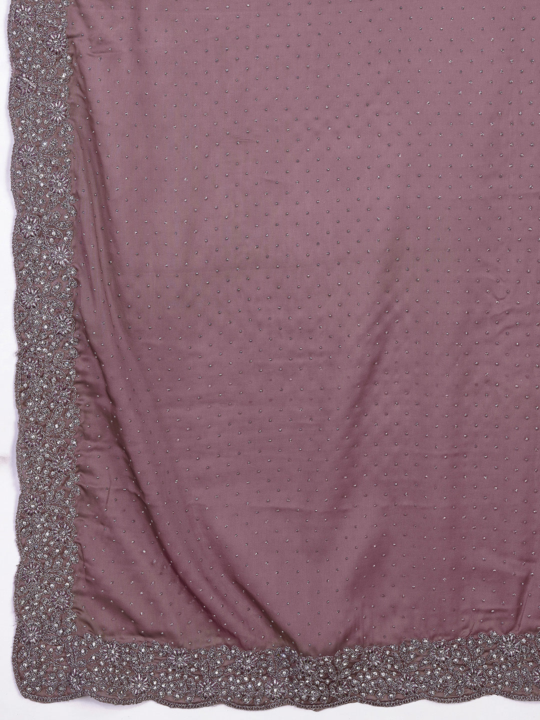 Women Light Brown Saree Rangoli sik Embroidery With Siroski Work Saree Trendmalls