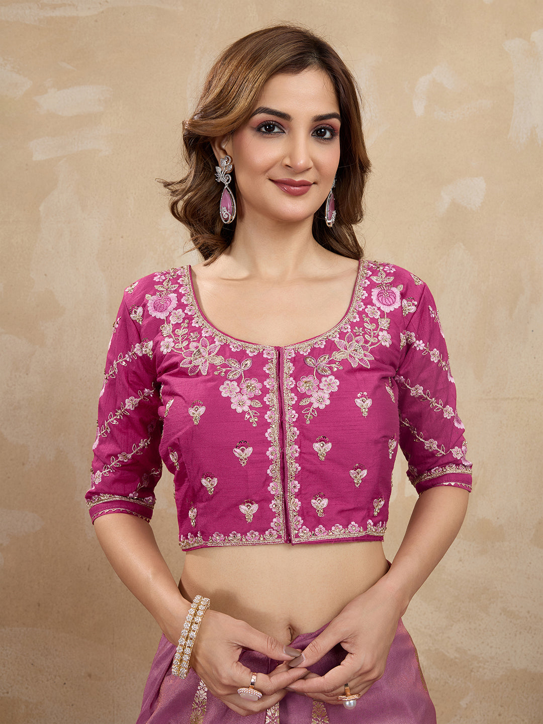 Women's Jacquard Silk Embroidery Zarkan Work Saree with Unstitch Embroidered Blouse Piece Trendmalls