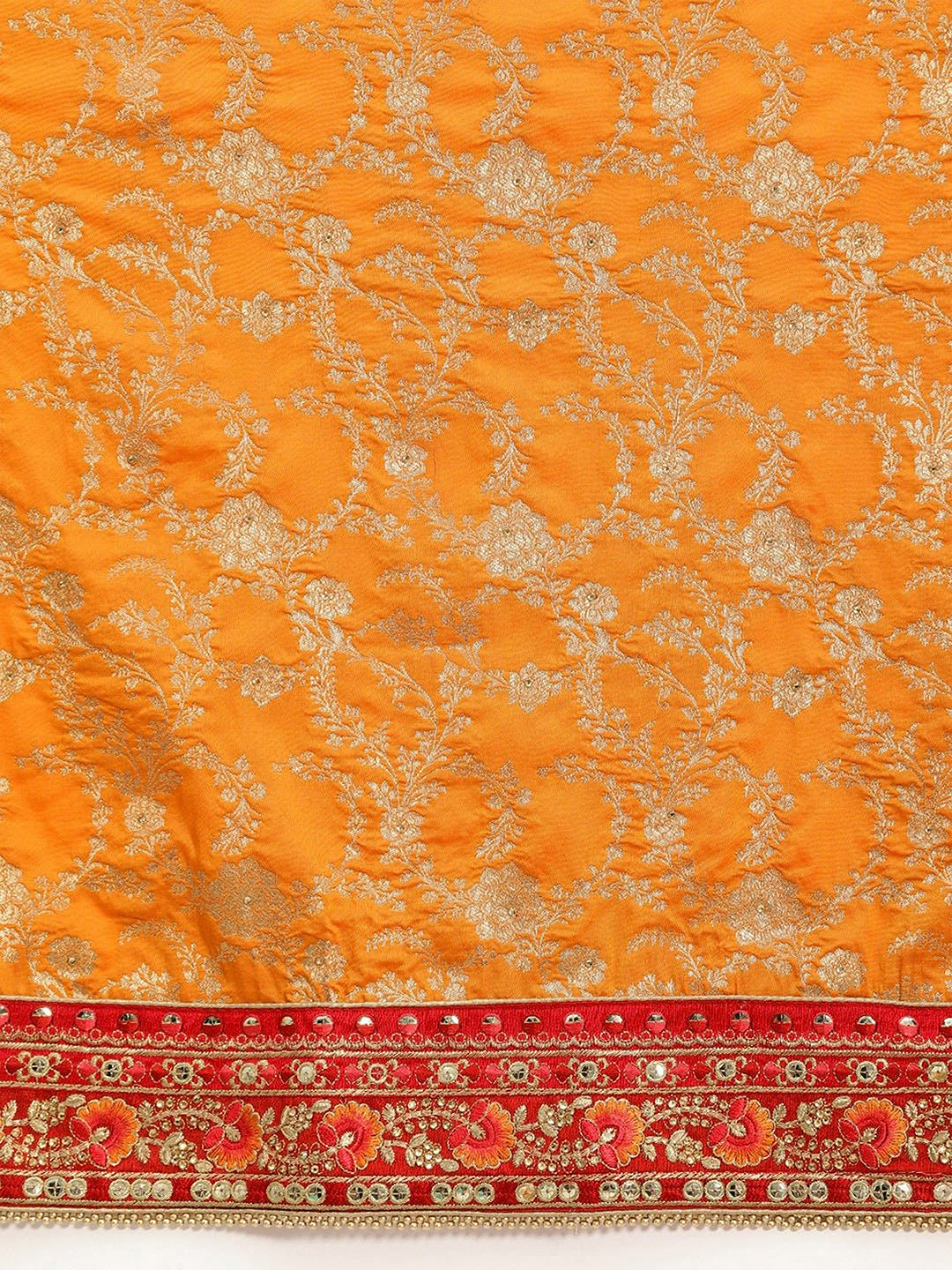 Women's Orange Pure Silk Embroidery Work Saree with Unstitch Blouse Piece Trendmalls