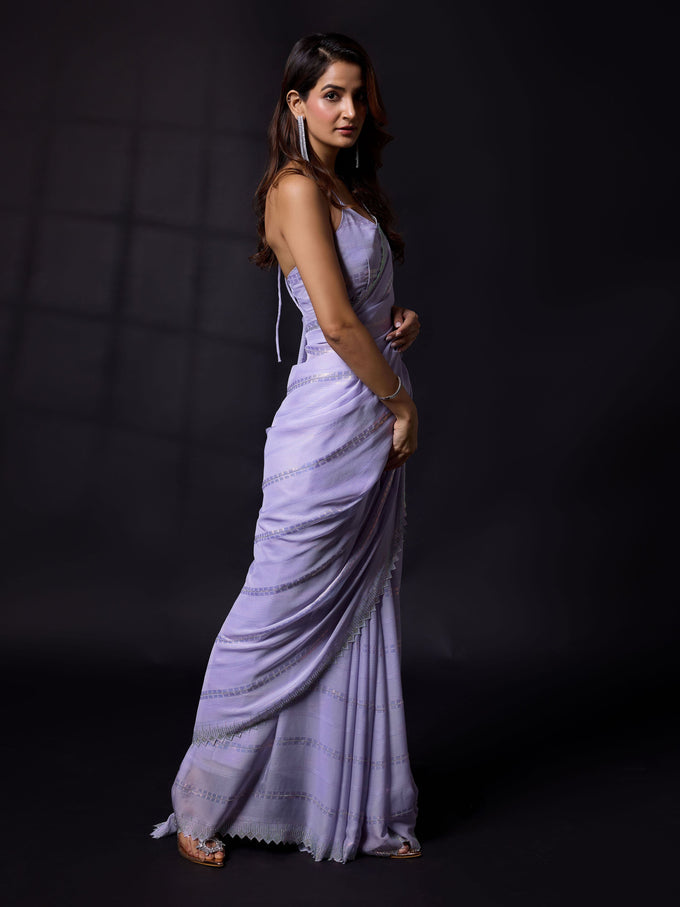 Women's Chiffon Siroski Work Saree with Unstitch Blouse Piece Trendmalls