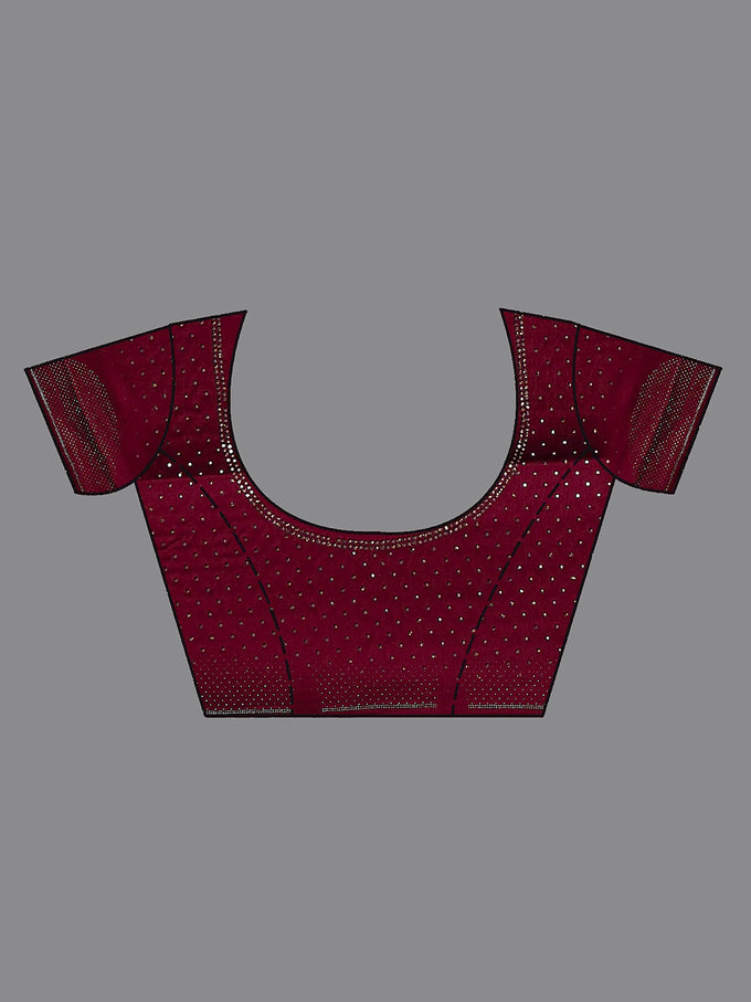 Women's Red Silk Siroski Work Saree with Unstitch Blouse Piece Trendmalls