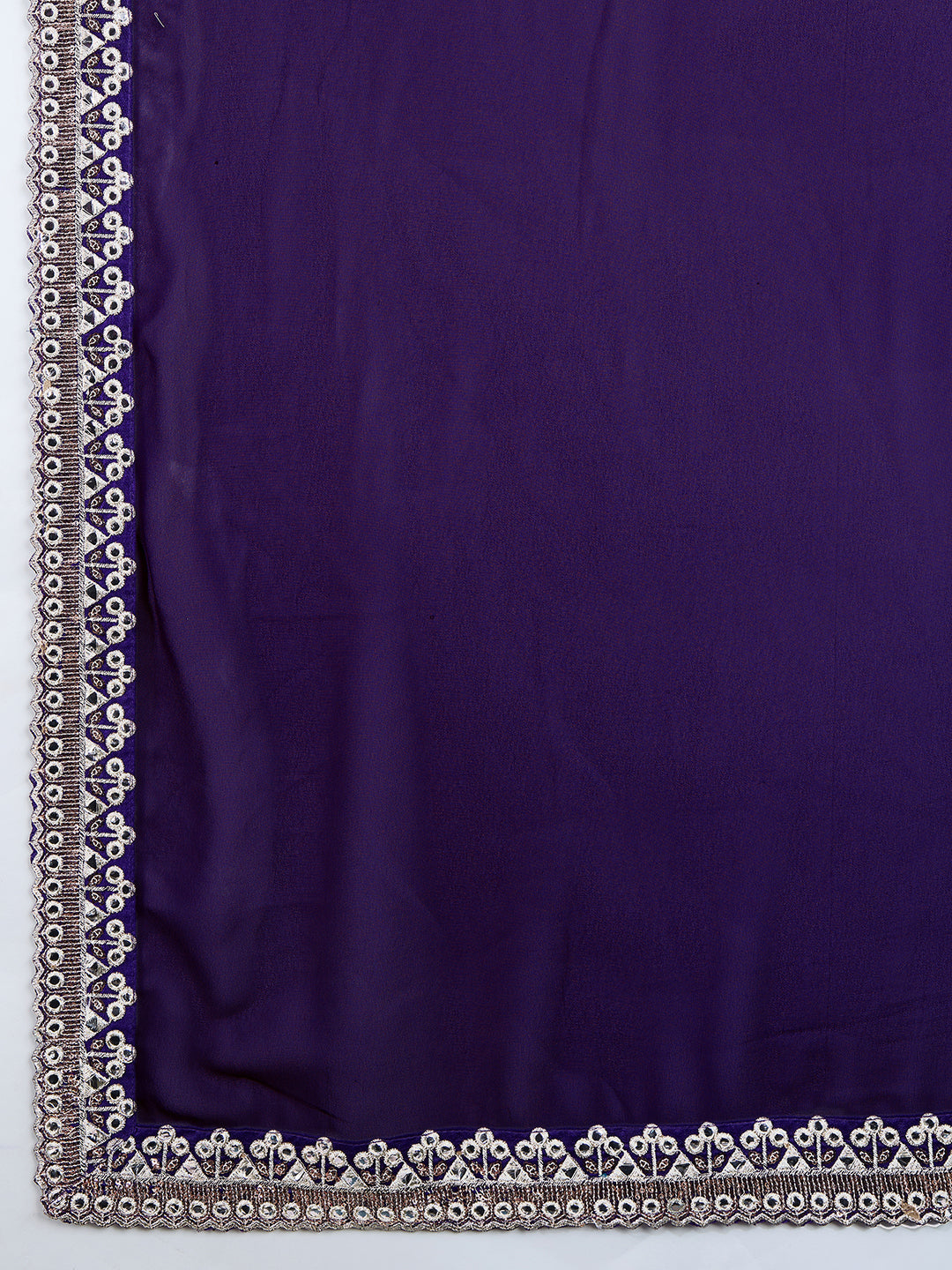 Women's Purple Georgette Embroidery Saree with Unstitched Blouse Piece Trendmalls