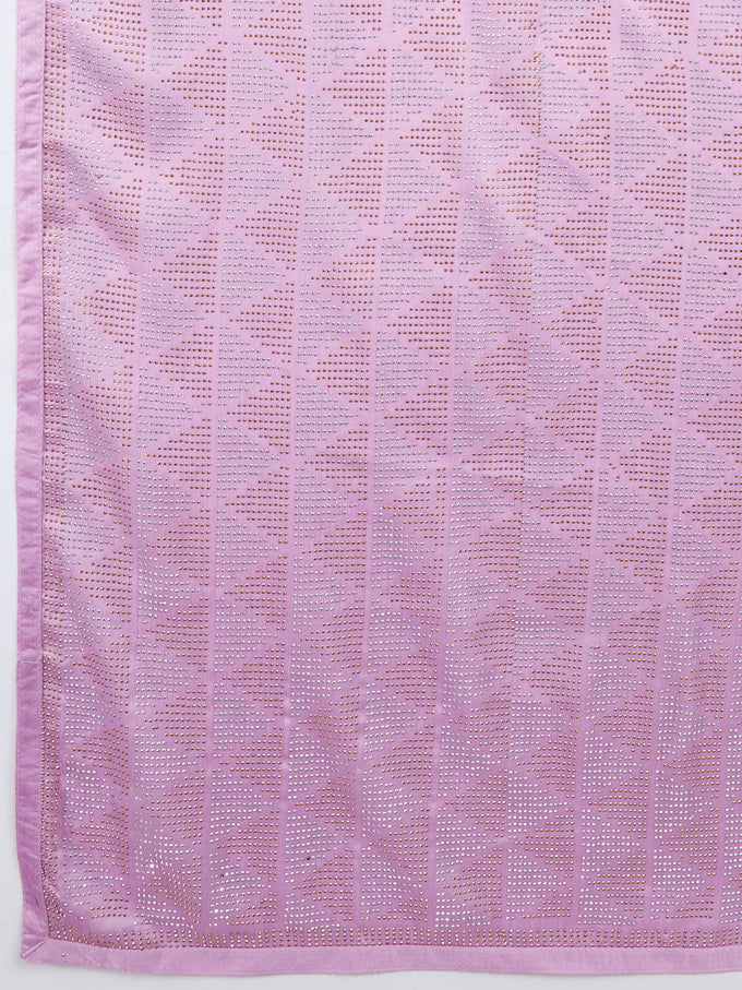 Women's Pink Chiffon Siroski Work with Unstitch Blouse Piece Trendmalls