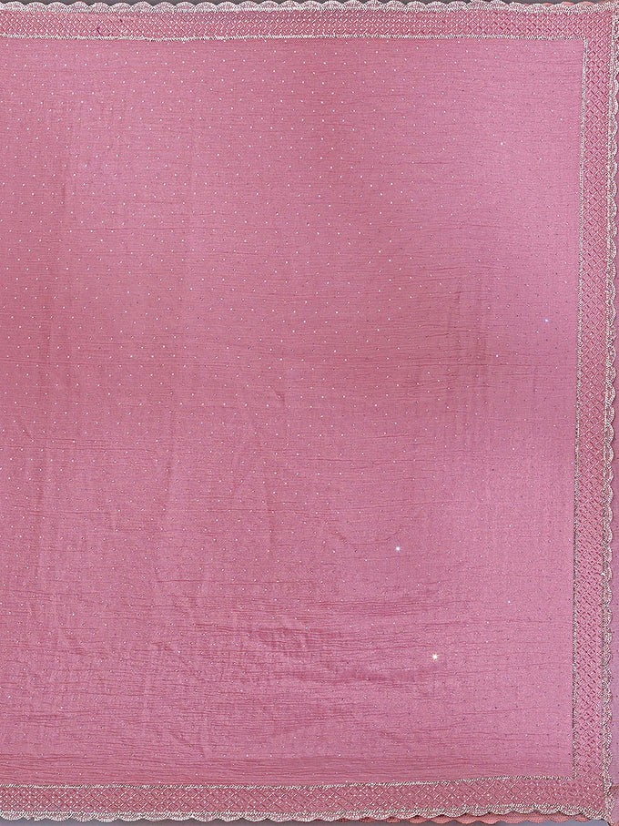 Women's  Pink Art Silk Siroski Work with Unstitch Blouse Piece Trendmalls
