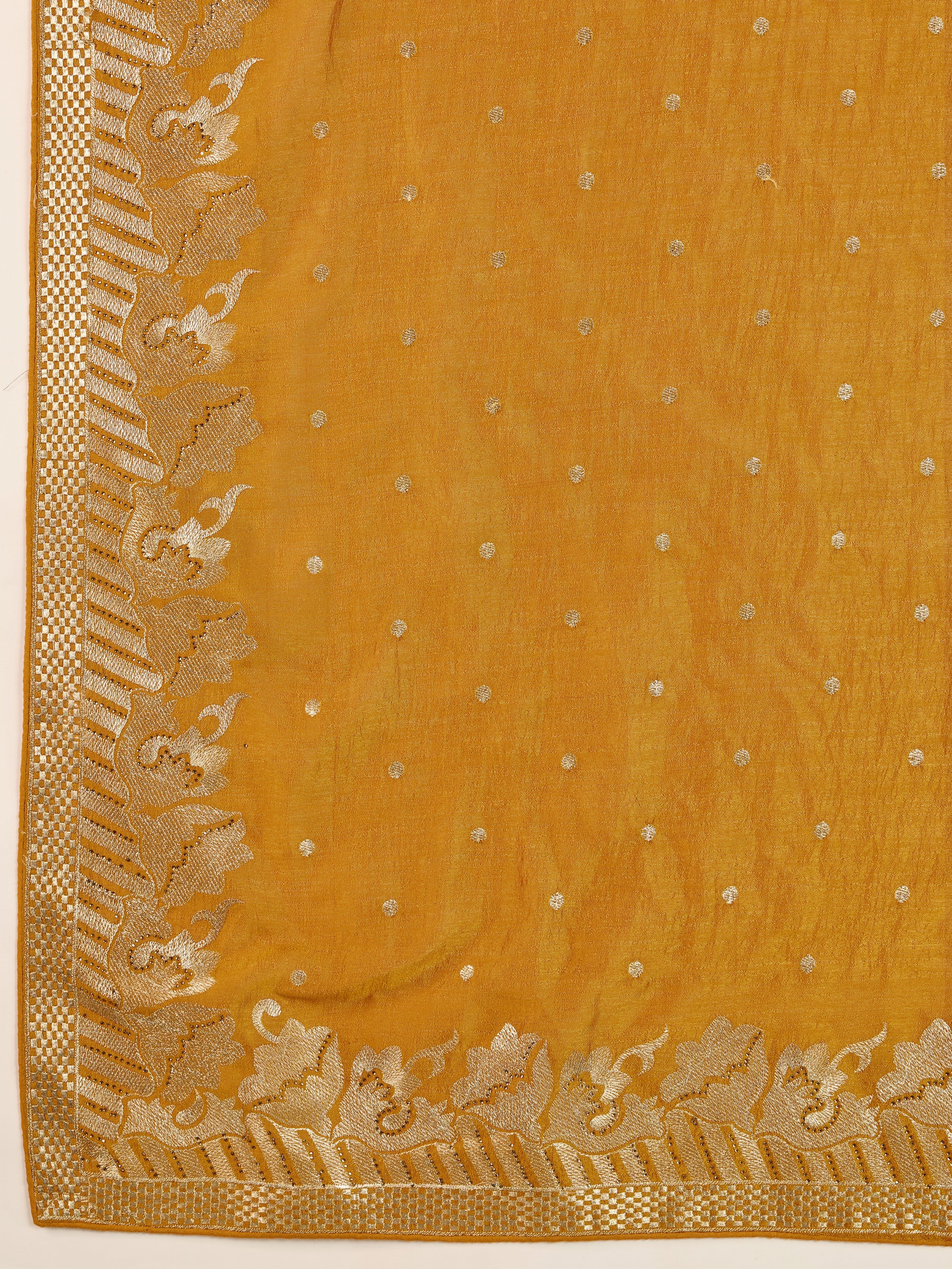 Yellow Art Silk Embroidery Work Saree With Unstitched Blouse Piece For Woman's Trendmalls