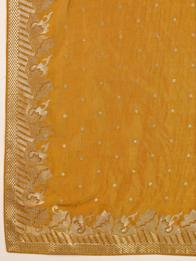 Yellow Art Silk Embroidery Work Saree With Unstitched Blouse Piece For Woman's Trendmalls