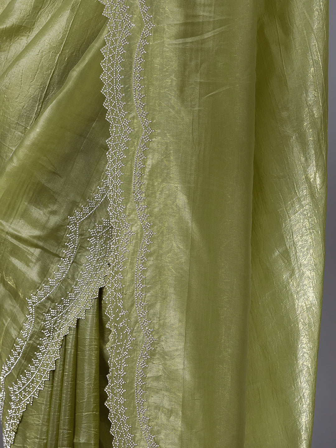 Women's Tussar Silk Siroski Work Saree with Unstitch Blouse Piece Trendmalls