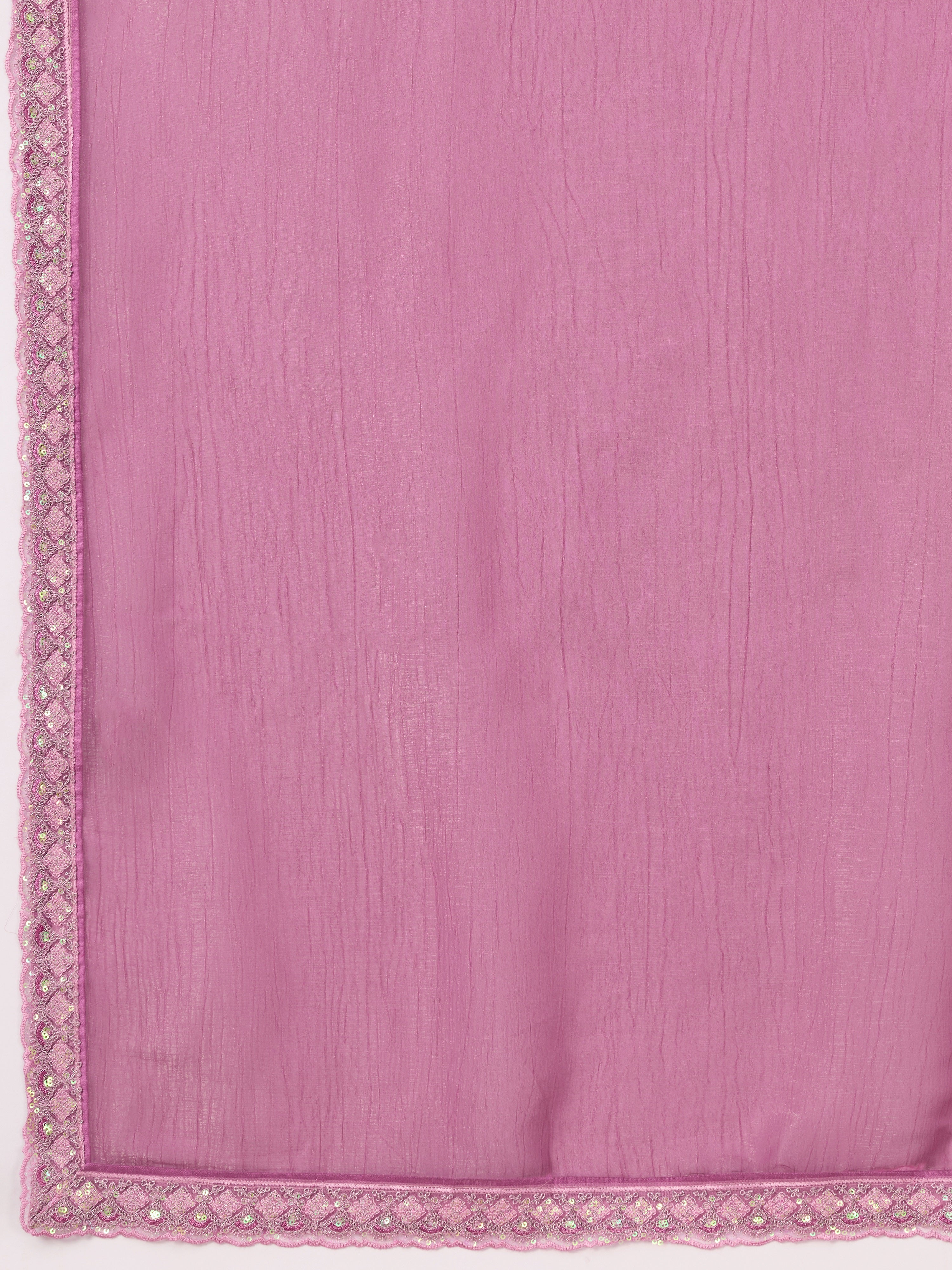 Pink Tussar Silk Embroidery Sequence work Saree with Unstitched Blouse Piece