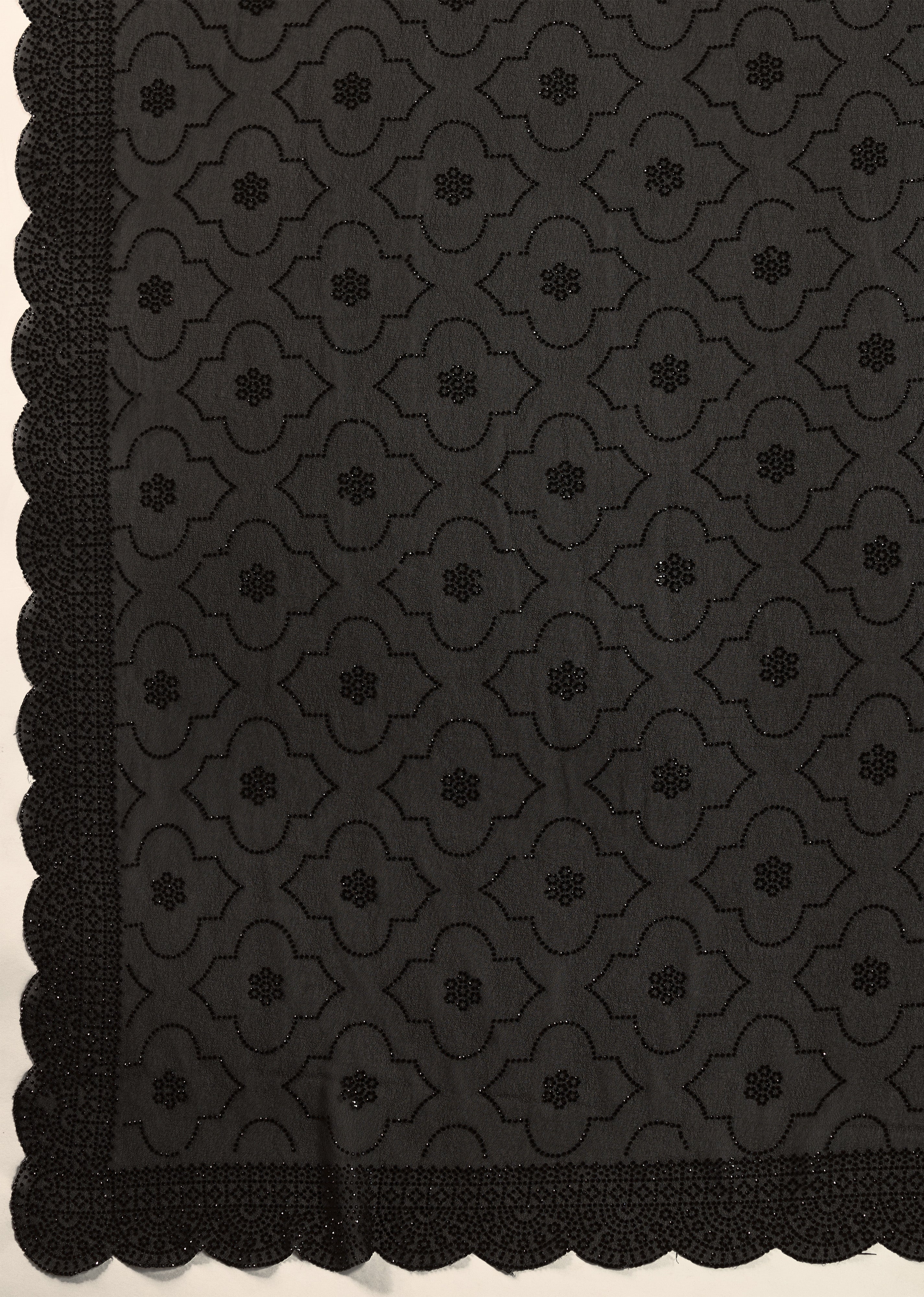 Black Georgette Siroski work Saree with Unstitched Blouse Piece For Women's Trendmalls