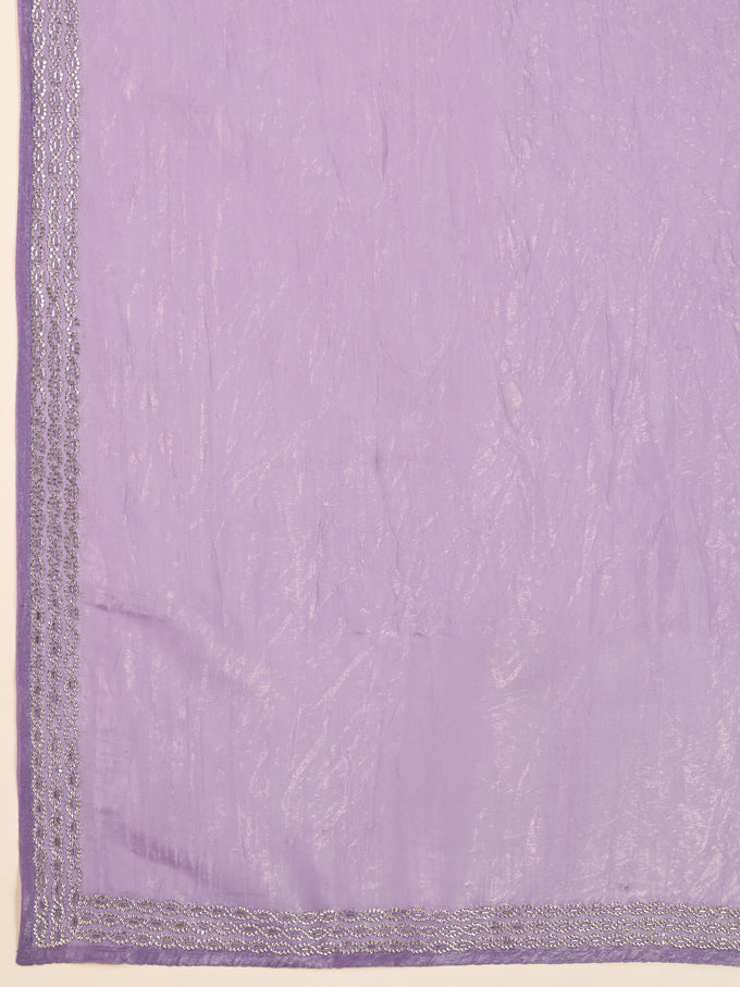 Purple Art Silk Zarkan Work Saree with Unstitched Blouse Piece Trendmalls