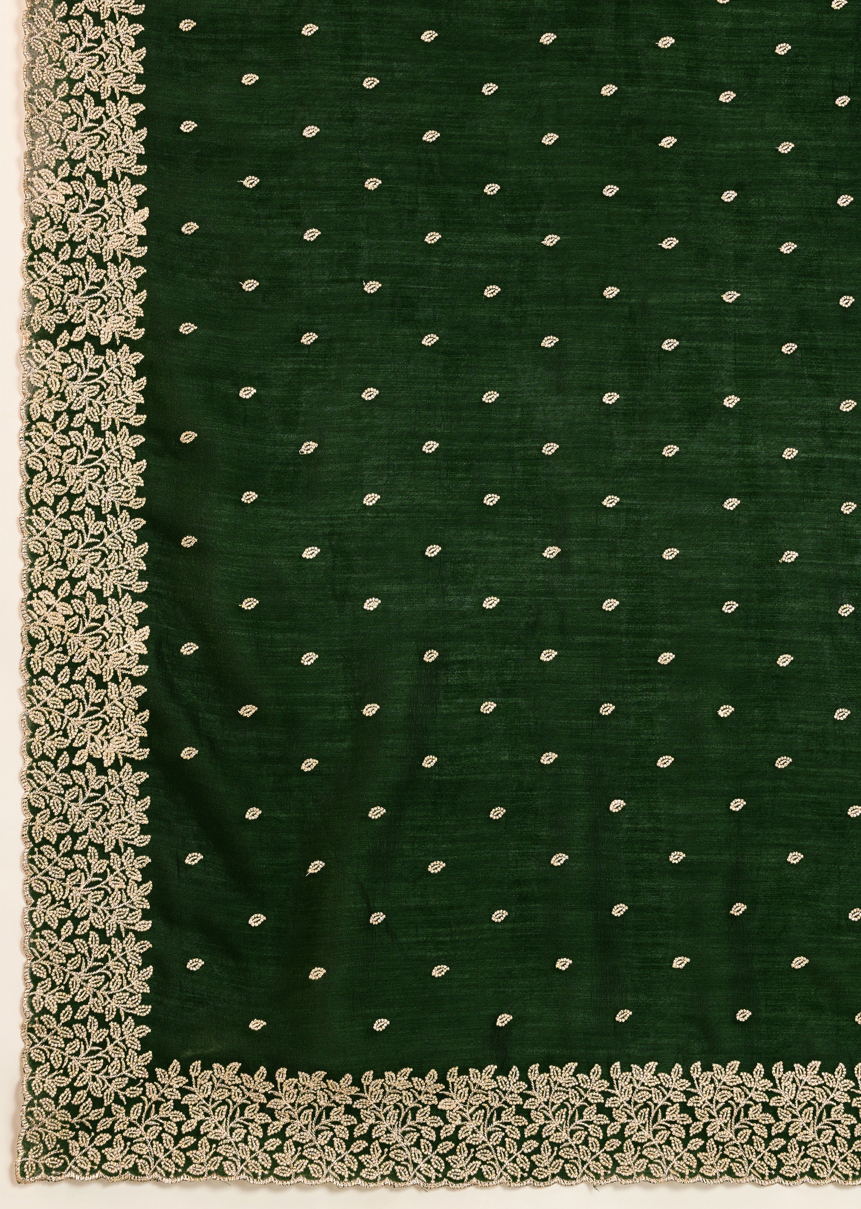 Dark Green Art Silk Embroidery Work Saree With Unstitched Blouse Piece For Woman's Trendmalls