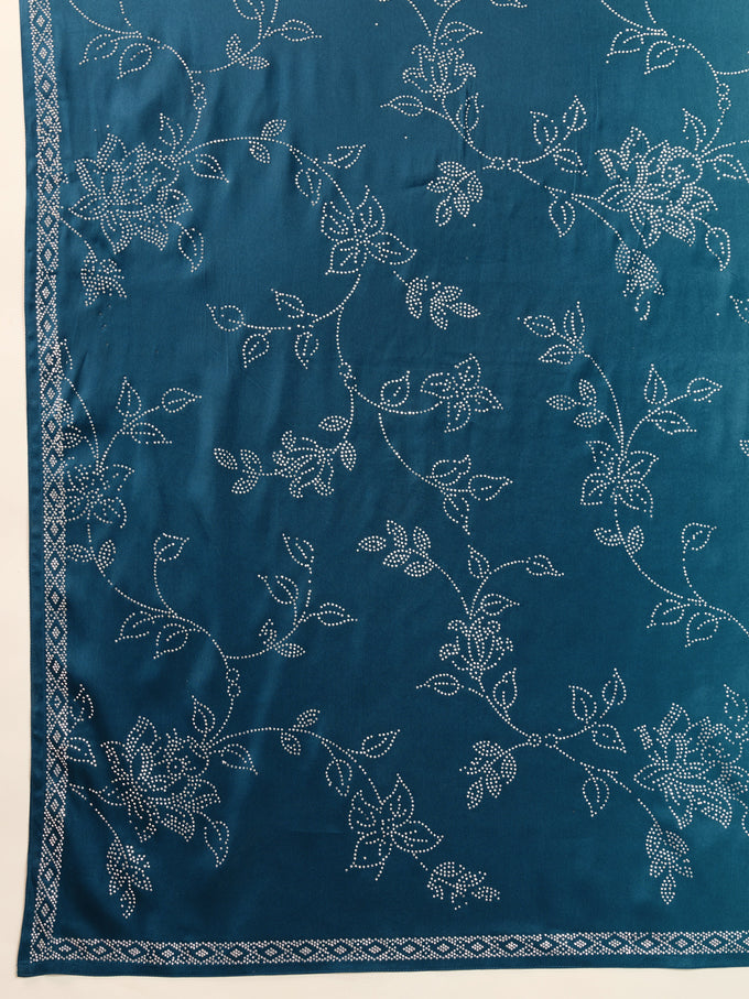 Skyblue Satin Siroski Work Ombre Pattern Dual Shade Saree with Unstitch Blouse Piece For Woman's Trendmalls