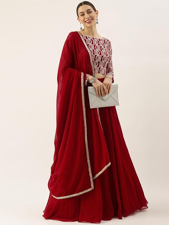 Georgette Embroidery work Lehenga Choli with Dupatta | Bridesmaid Wedding Lehenga Choli for women Trendmalls