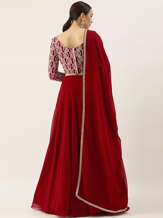 Georgette Embroidery work Lehenga Choli with Dupatta | Bridesmaid Wedding Lehenga Choli for women Trendmalls