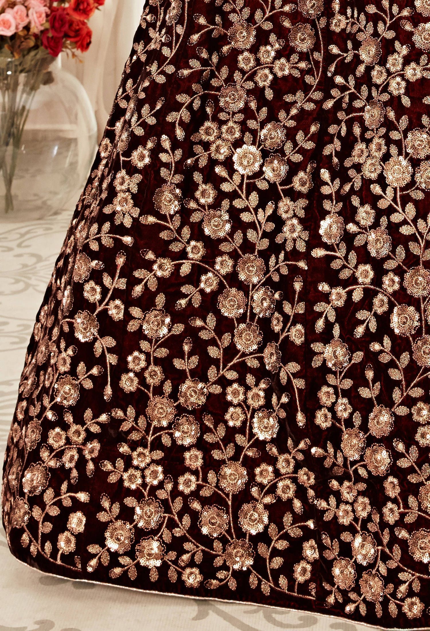 Women's Velvet Sequin Embroidery Lehenga Choli with Dupatta | Bridal Party Stylish Wedding Lehenga Choli for women Trendmalls