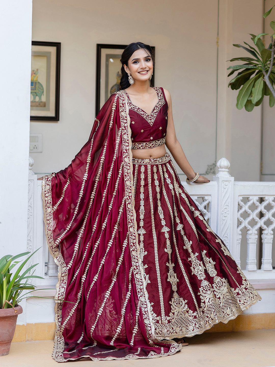 Women's Art Silk Embroidery Sequin work Lehenga Choli with Dupatta-SemiStitch | Stylish Wedding Lehenga Choli for women Trendmalls