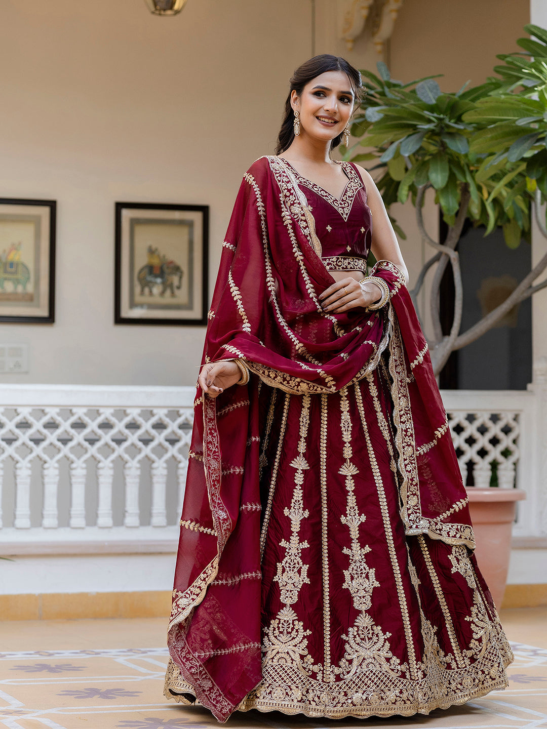 Women's Art Silk Embroidery Sequin work Lehenga Choli with Dupatta-SemiStitch | Stylish Wedding Lehenga Choli for women Trendmalls