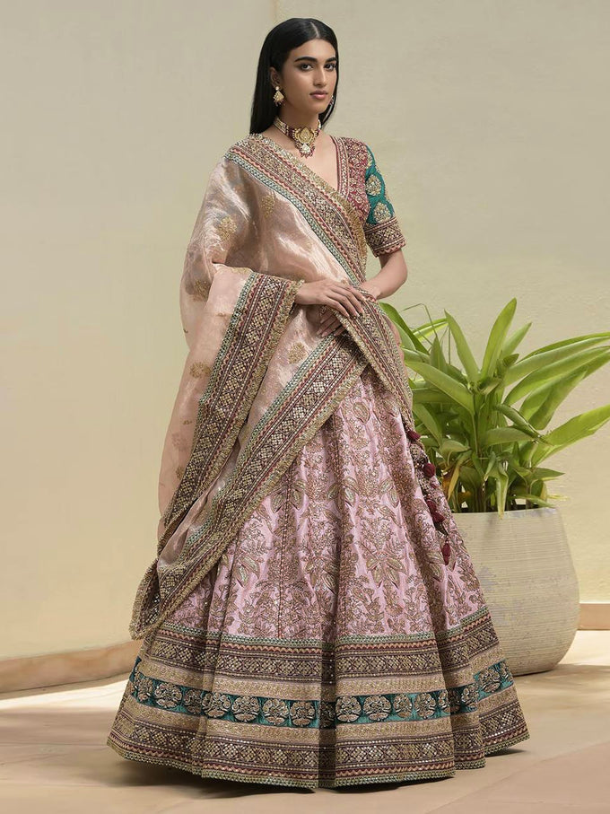 Satin Embroidery With Sequence Work Lehnga Choli With Dupatta