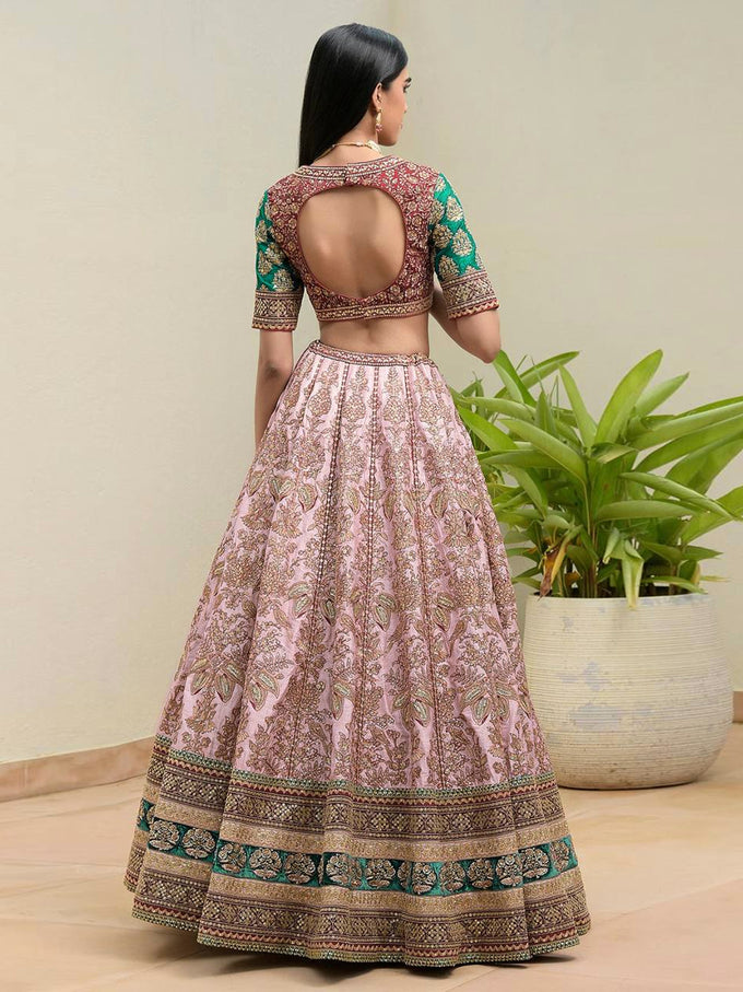 Satin Embroidery With Sequence Work Lehnga Choli With Dupatta