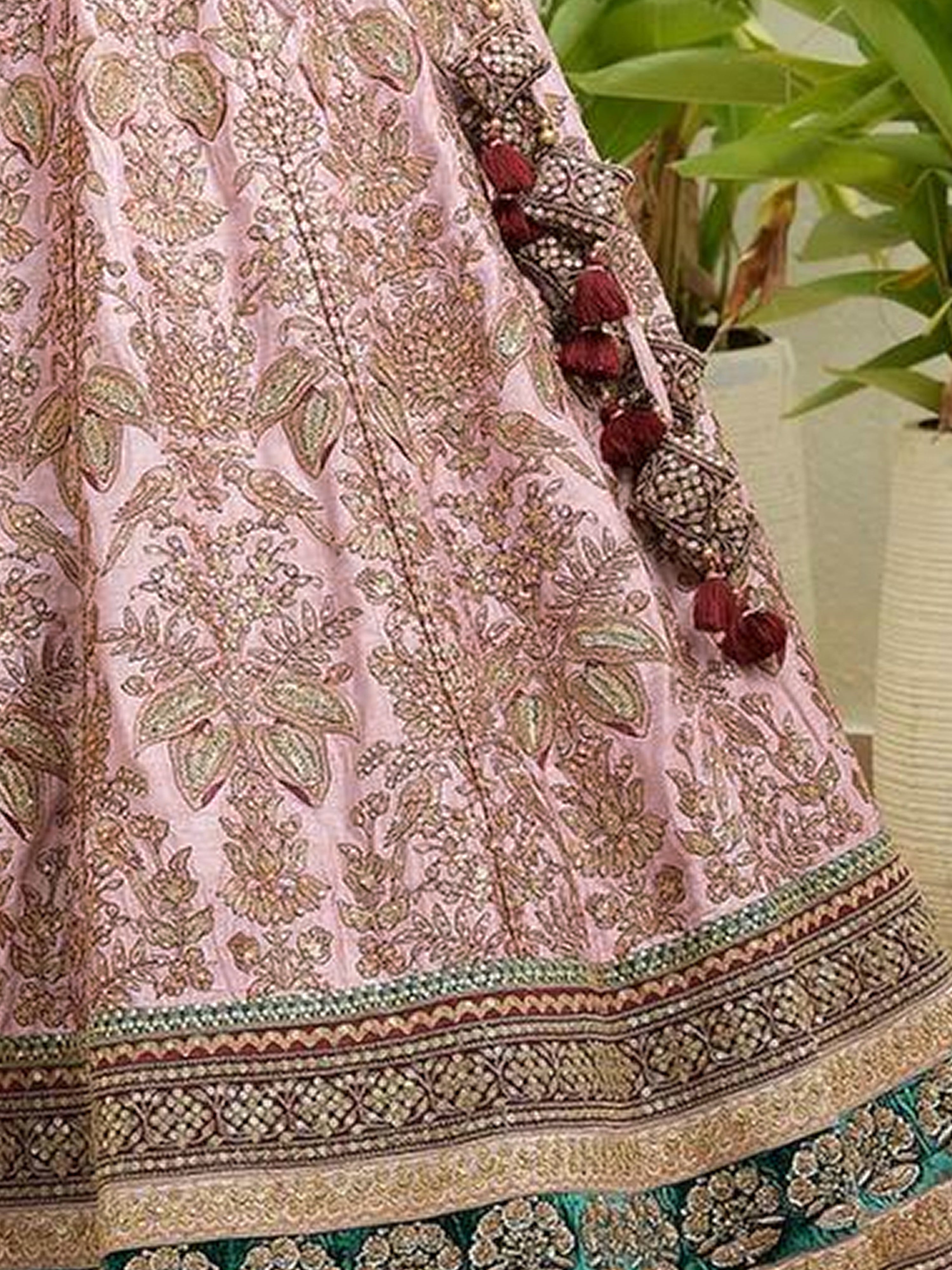 Satin Embroidery With Sequence Work Lehnga Choli With Dupatta