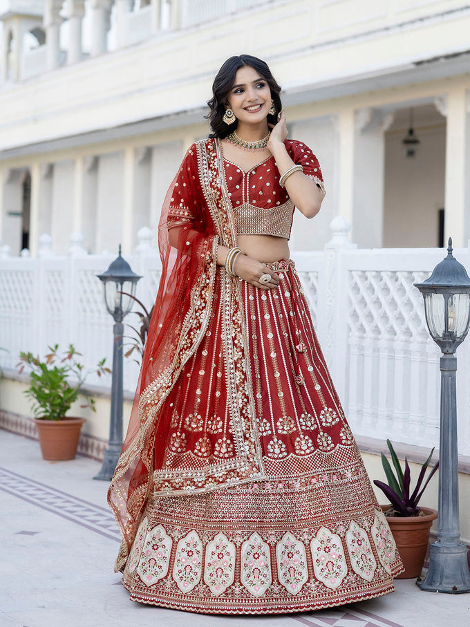 Women's Satin Embroidery Lehenga Choli with Dupatta | Bridal Party Stylish Wedding Lehenga Choli for women Trendmalls