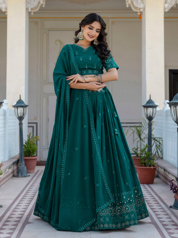 Women's Georgette Embroidery Lehenga Choli with Dupatta | Bridal Wedding Lehenga Choli for women Trendmalls