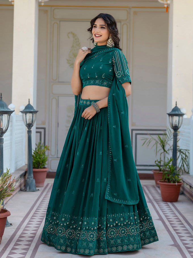 Women's Georgette Embroidery Lehenga Choli with Dupatta | Bridal Wedding Lehenga Choli for women Trendmalls