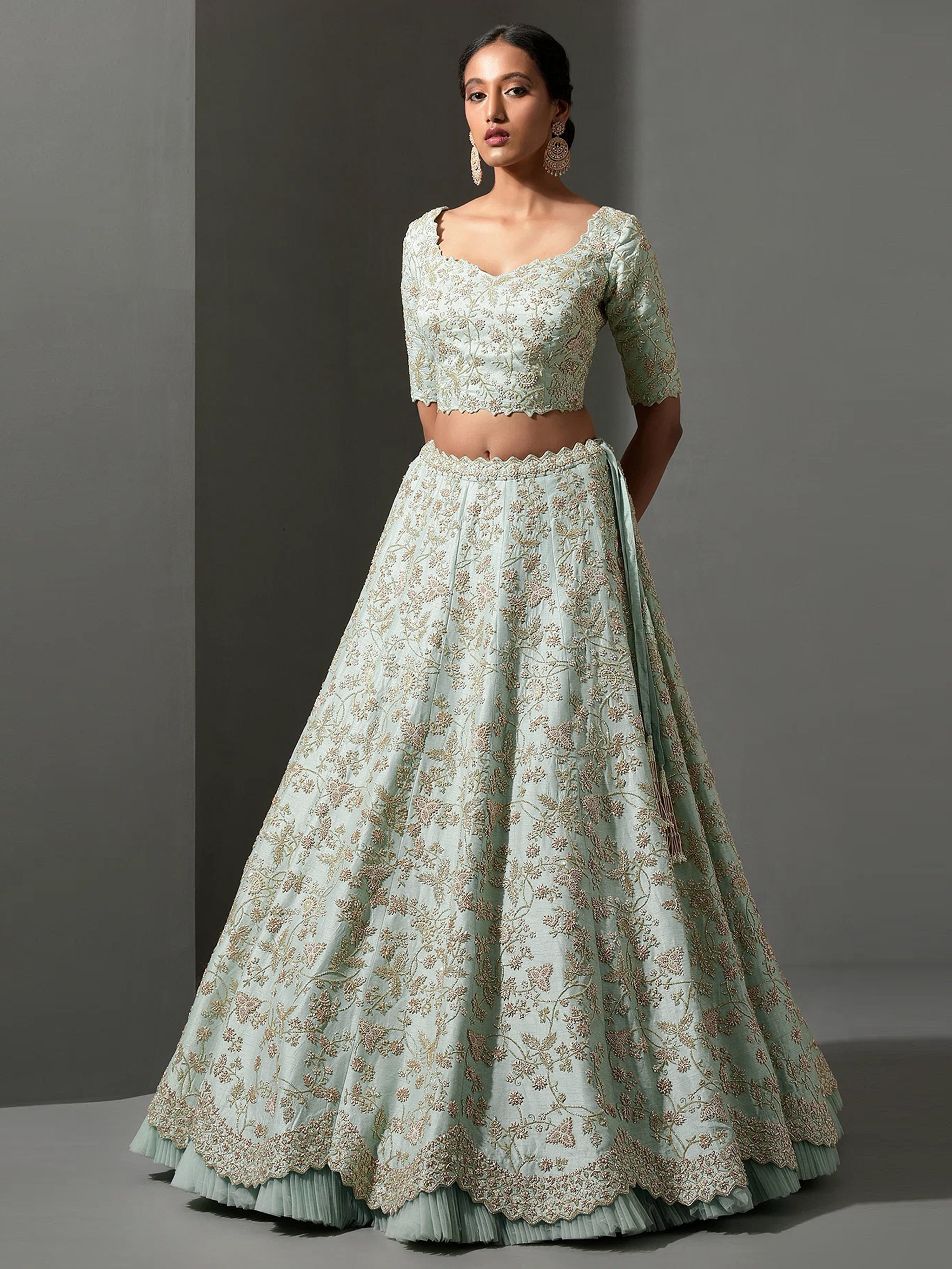 Pista Art Silk Embroidery Work Lehenga Choli Unstitch Blouse With Dupatta For Women
