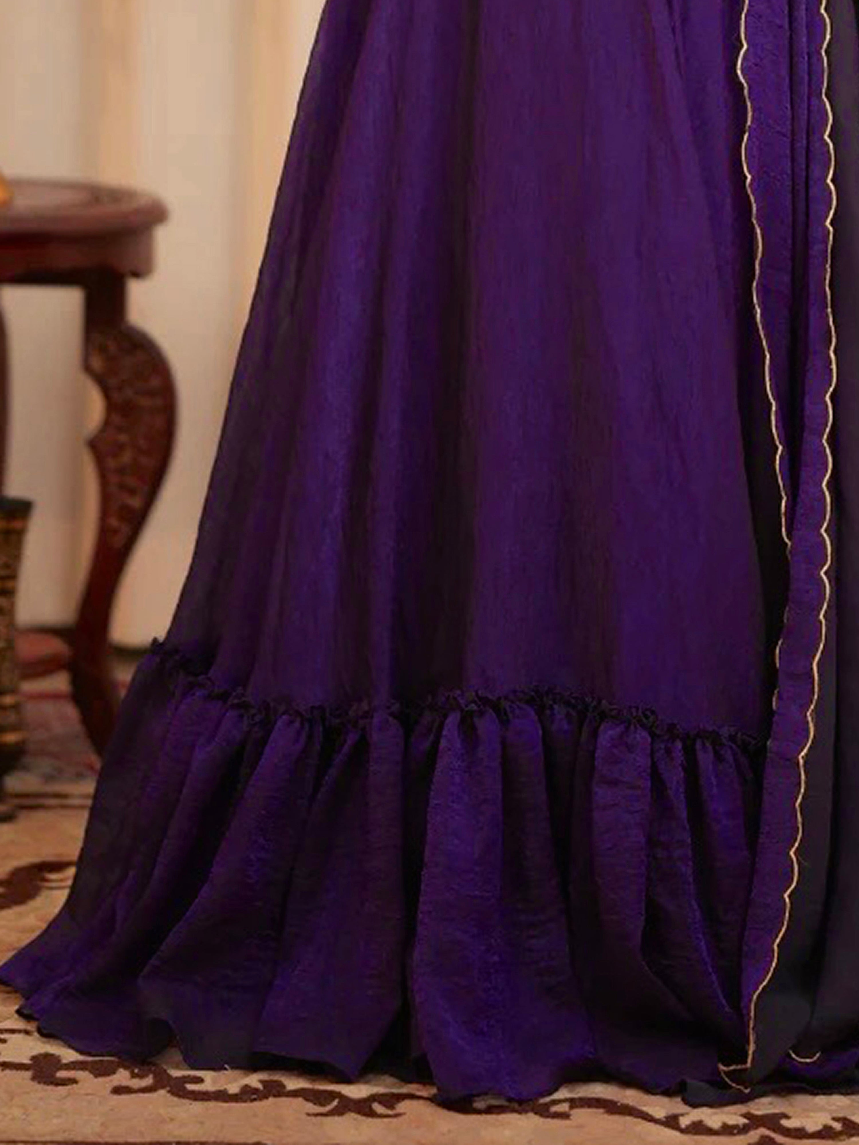 Purple Art Silk Embroidery Work Lehenga Choli Blouse with Dupatta