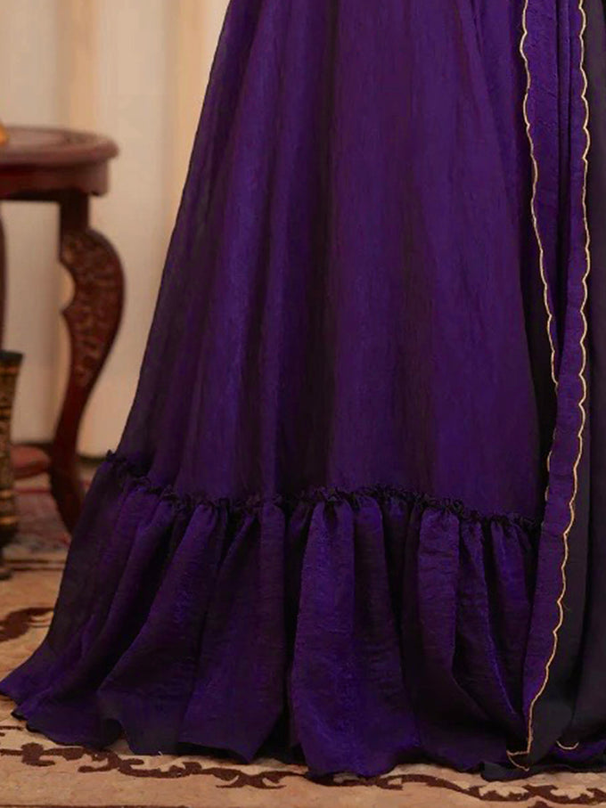 Purple Art Silk Embroidery Work Lehenga Choli Blouse with Dupatta